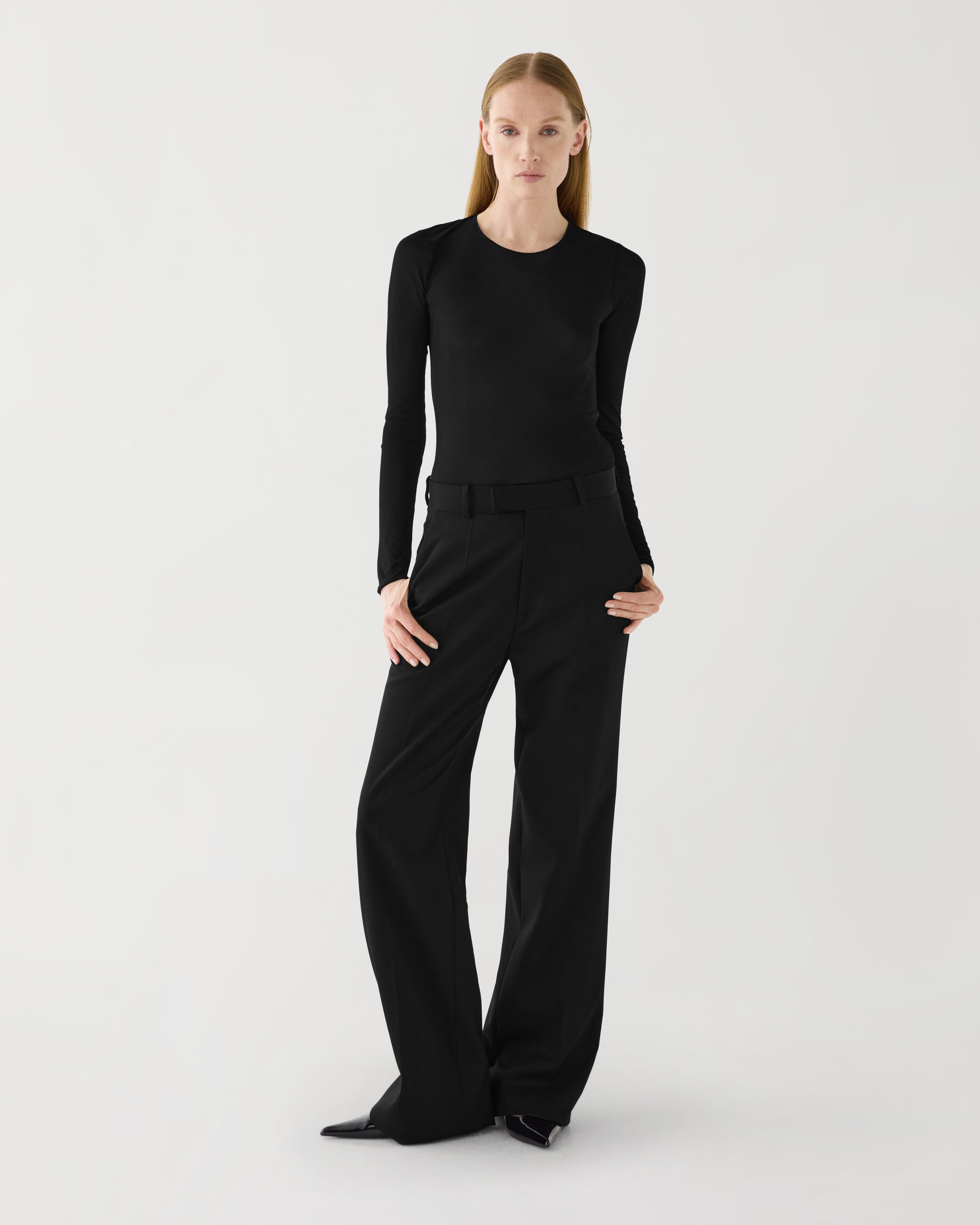 Taylor Trouser in Stretch Wool Twill, Black