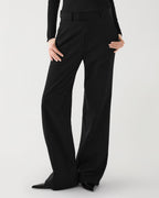 Black Taylor Trouser in stretch wool twill by Veronica De Piante, featuring a tailored fit and classic bottom style.