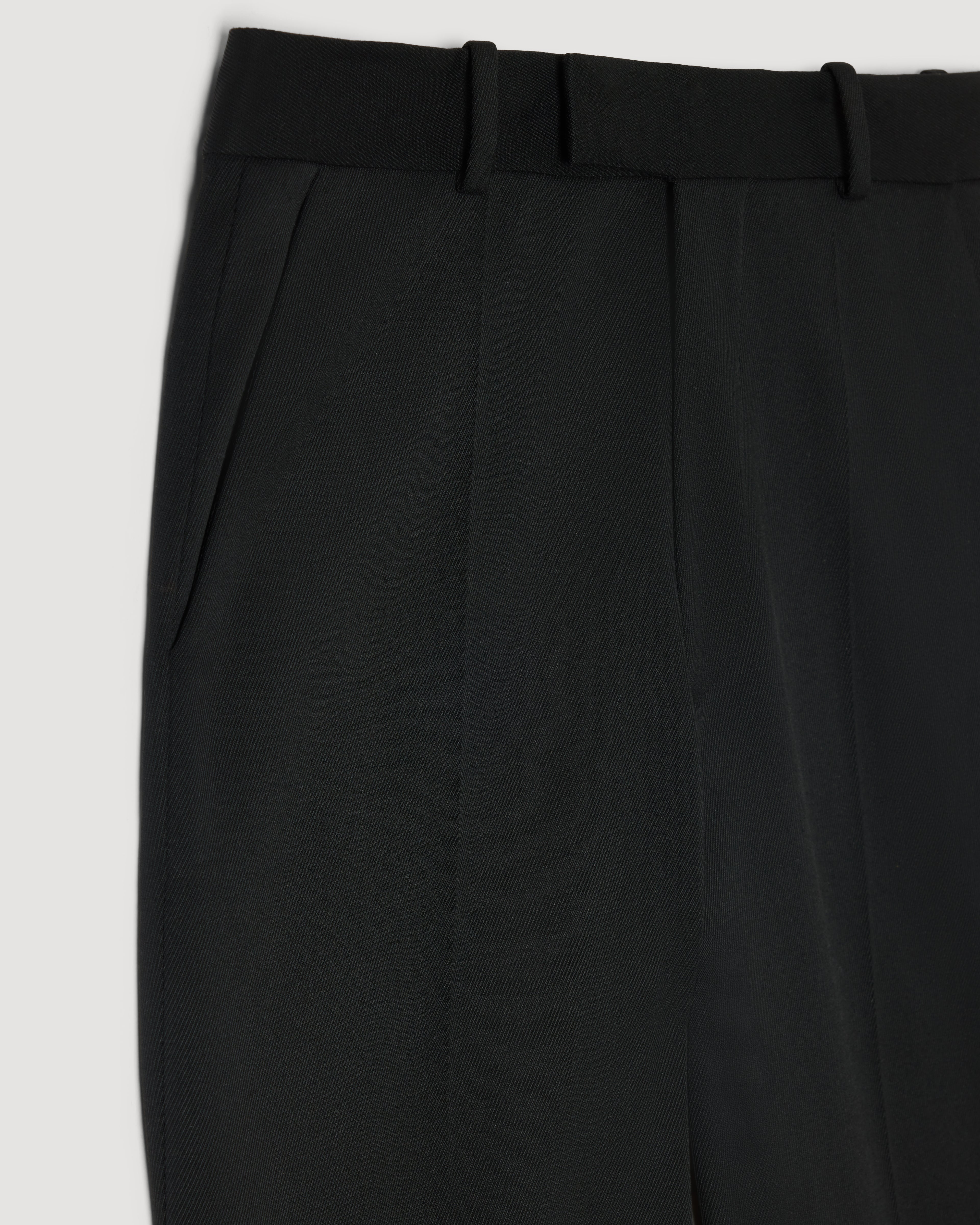 Black Taylor trousers in stretch wool twill by Veronica De Piante, featuring a tailored fit and classic design.