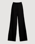 Black Taylor Trouser, straight-leg 100% silk. Mid-rise, French pockets. Italian menswear-informed tailoring