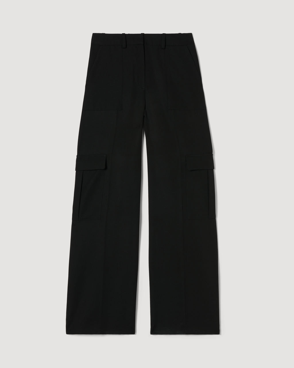 Veronica De Piante Etta Trouser in Grain de Poudre Wool, black, featuring tailored fit and classic design for stylish bottoms.