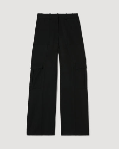 Black Etta Trouser Grain de Poudre wool loose fit mid-rise cargo pants with pockets packshot