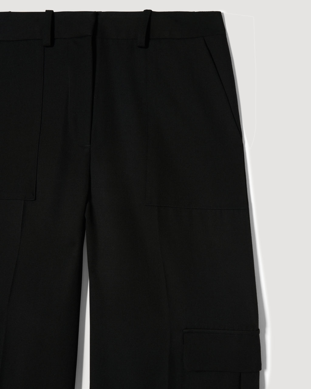 Veronica De Piante Etta Trouser in Grain de Poudre Wool, black bottoms with tailored fit and classic style.