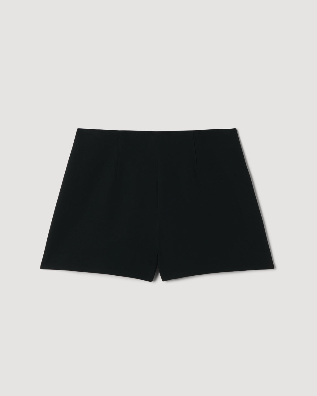 Black Luisa Short in stretch viscose crepe by Veronica De Piante, featuring a sleek, tailored design for versatile styling.