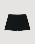 Black Luisa Short in stretch viscose crepe by Veronica De Piante, featuring a sleek, tailored design for versatile styling.
