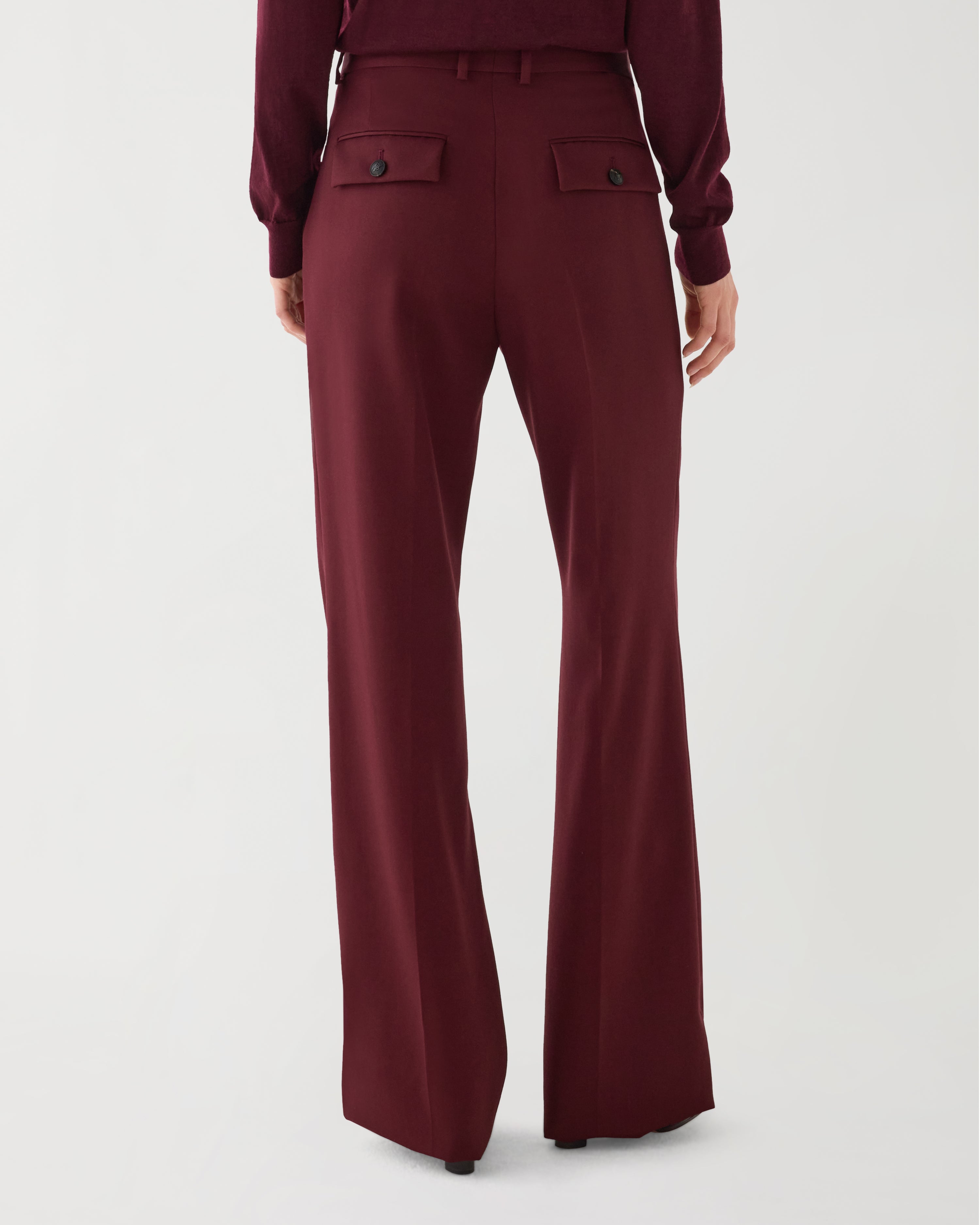 Rhea Trouser in Grain de Poudre Wool, Garnet