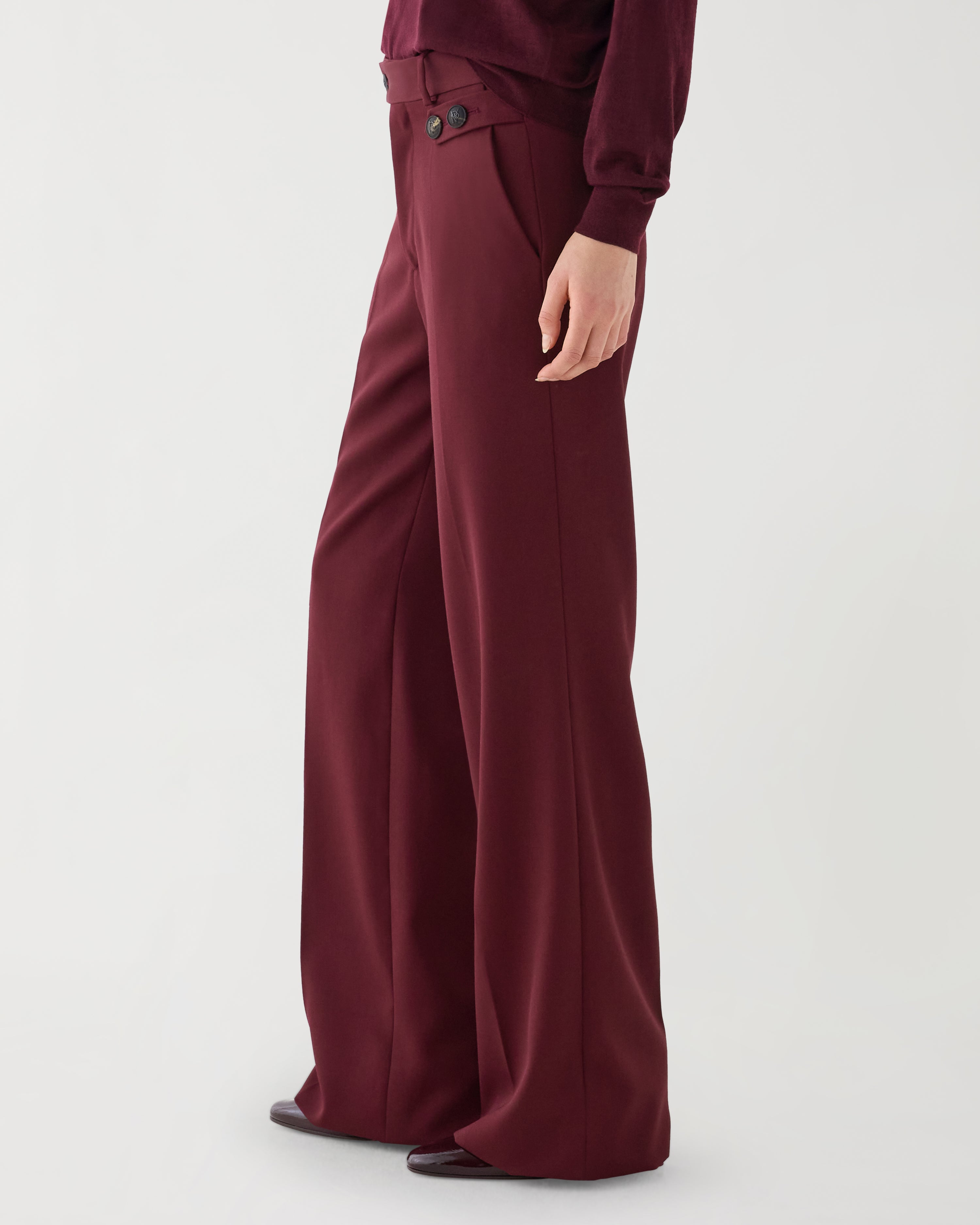 Rhea Trouser in Grain de Poudre Wool, Garnet