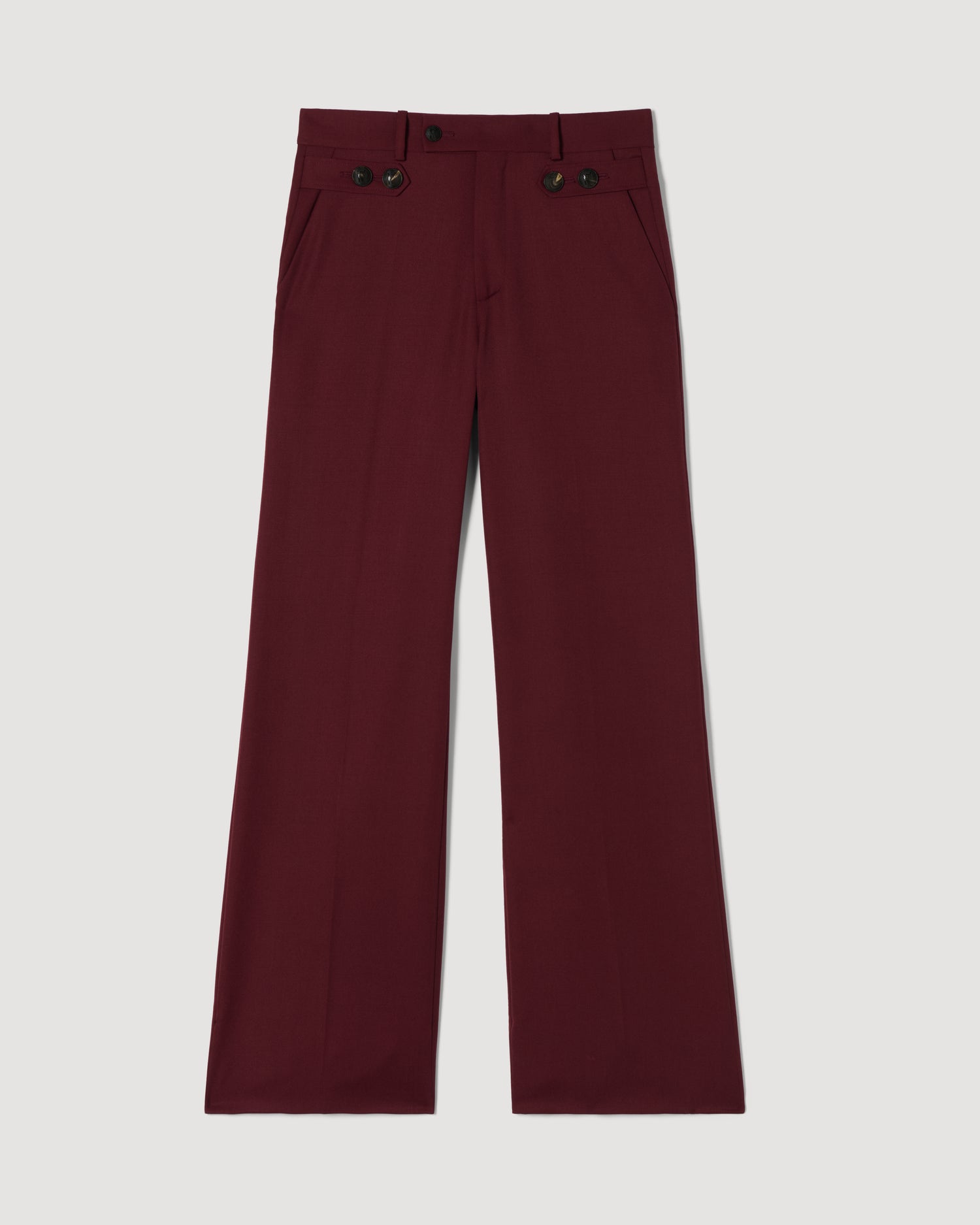 Rhea Trouser in Grain de Poudre Wool, Garnet