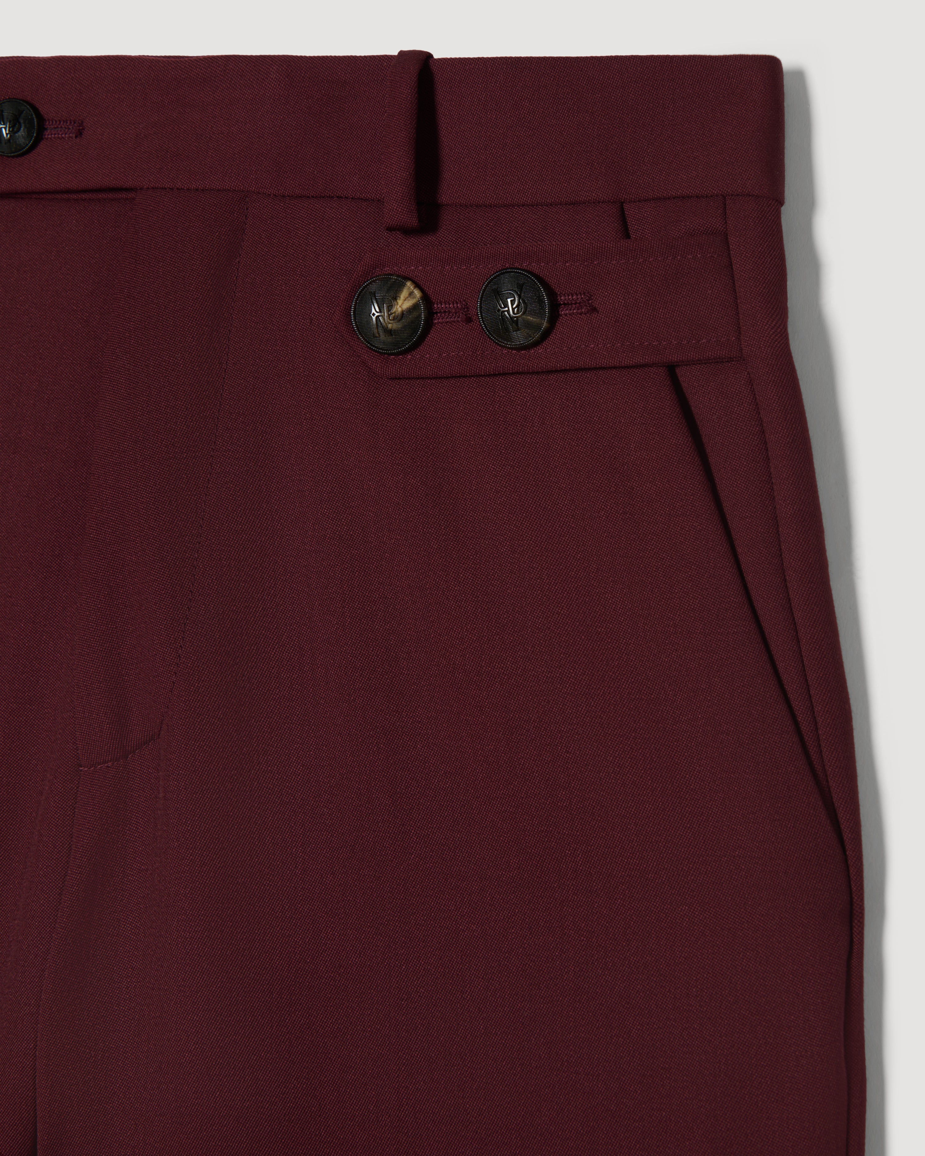 Rhea Trouser in Grain de Poudre Wool, Garnet