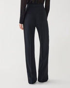 Black Naya Trouser in stretch viscose crepe fabric, showcasing a sleek, tailored bottom for a modern, sophisticated look.