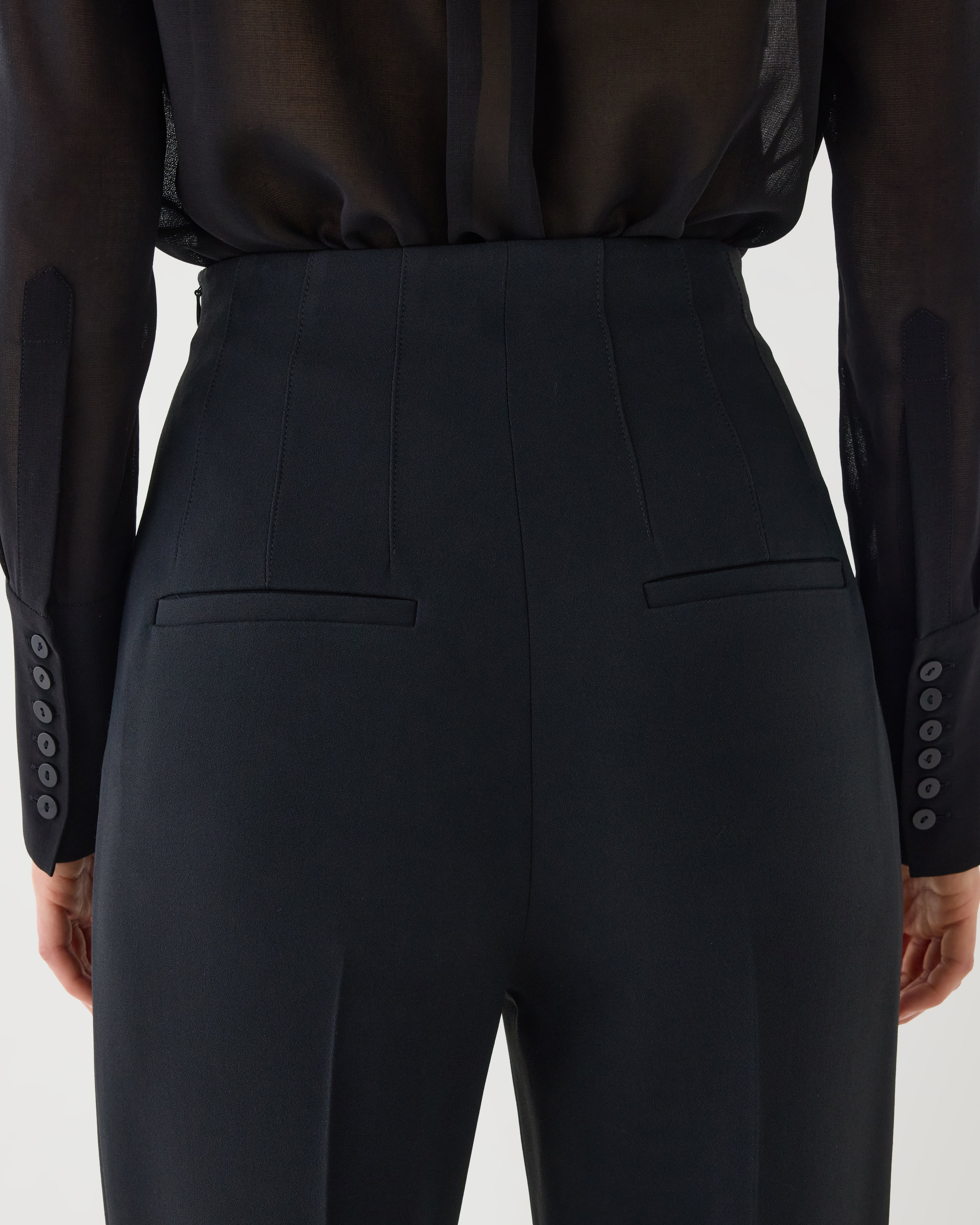 Black Naya trousers in stretch viscose crepe fabric, stylish and comfortable bottoms from SALE.