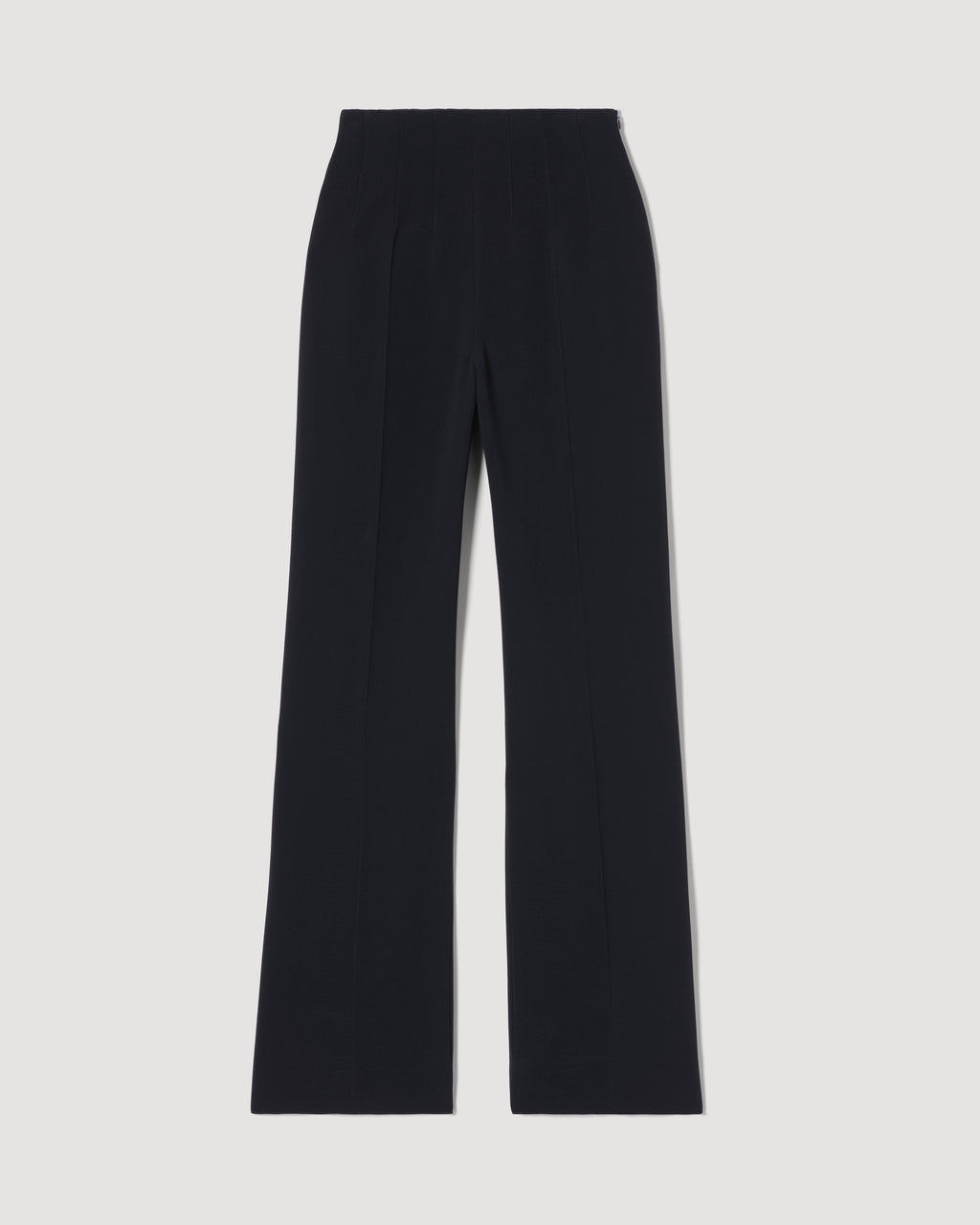 Black Naya Trouser in stretch viscose crepe, stylish women's bottoms with a sleek fit and tailored design.