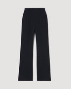 Black Naya Trouser in stretch viscose crepe, stylish women's bottoms with a sleek fit and tailored design.
