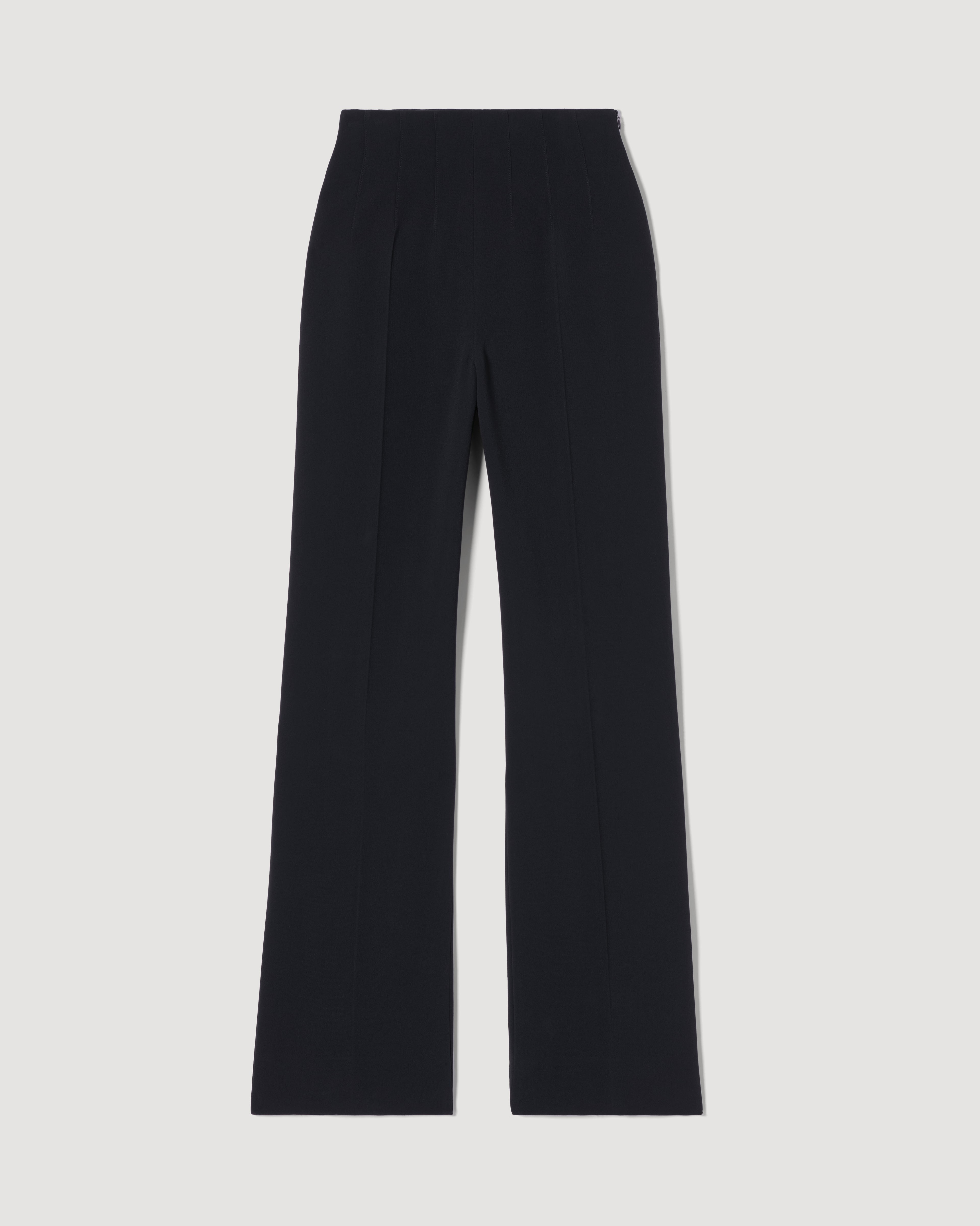 Black Naya Trouser in stretch viscose crepe, stylish women's bottoms with a sleek fit and tailored design.