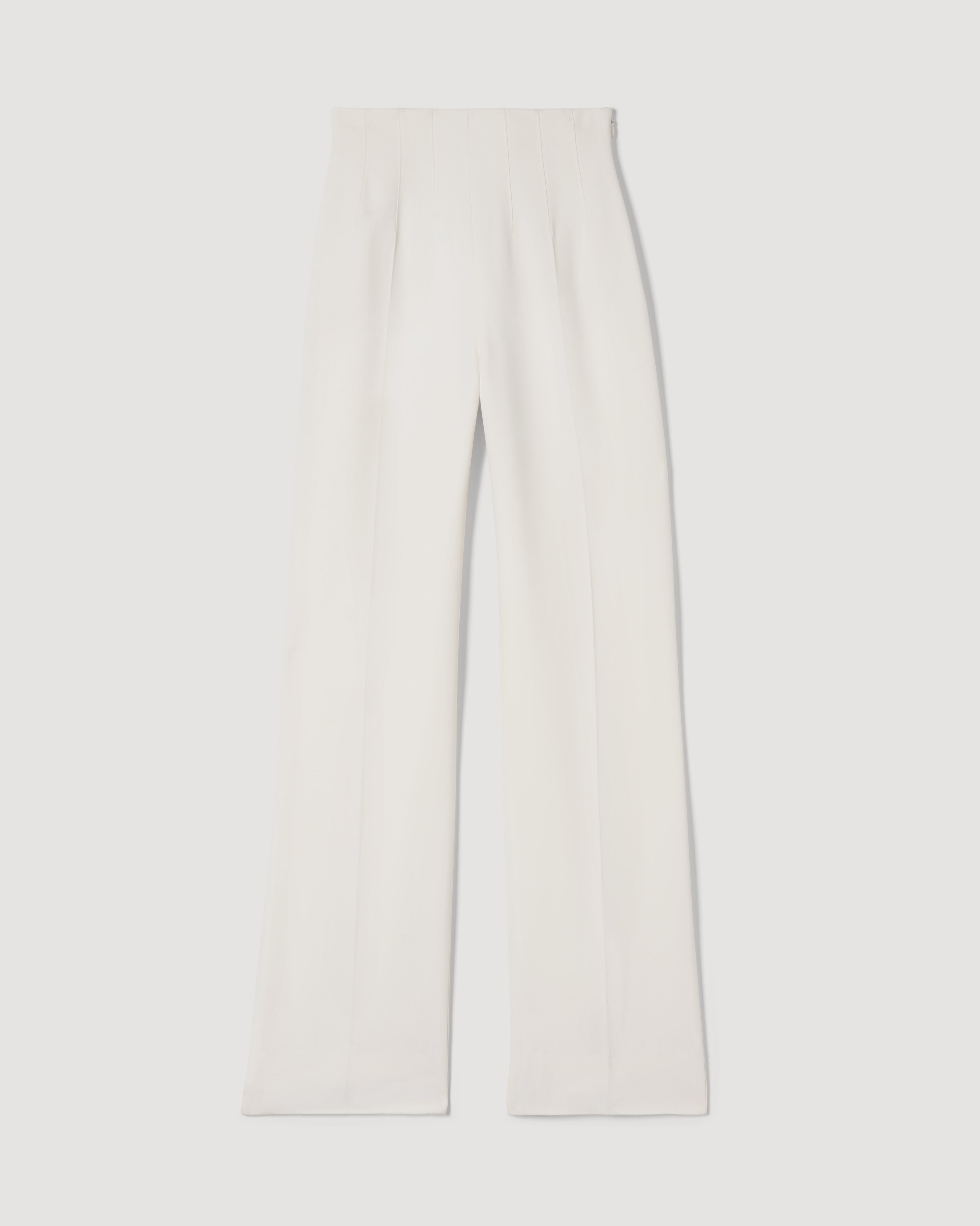 Off-white Naya trouser in stretch viscose crepe, featuring a sleek design and comfortable fit, displayed on a neutral background.