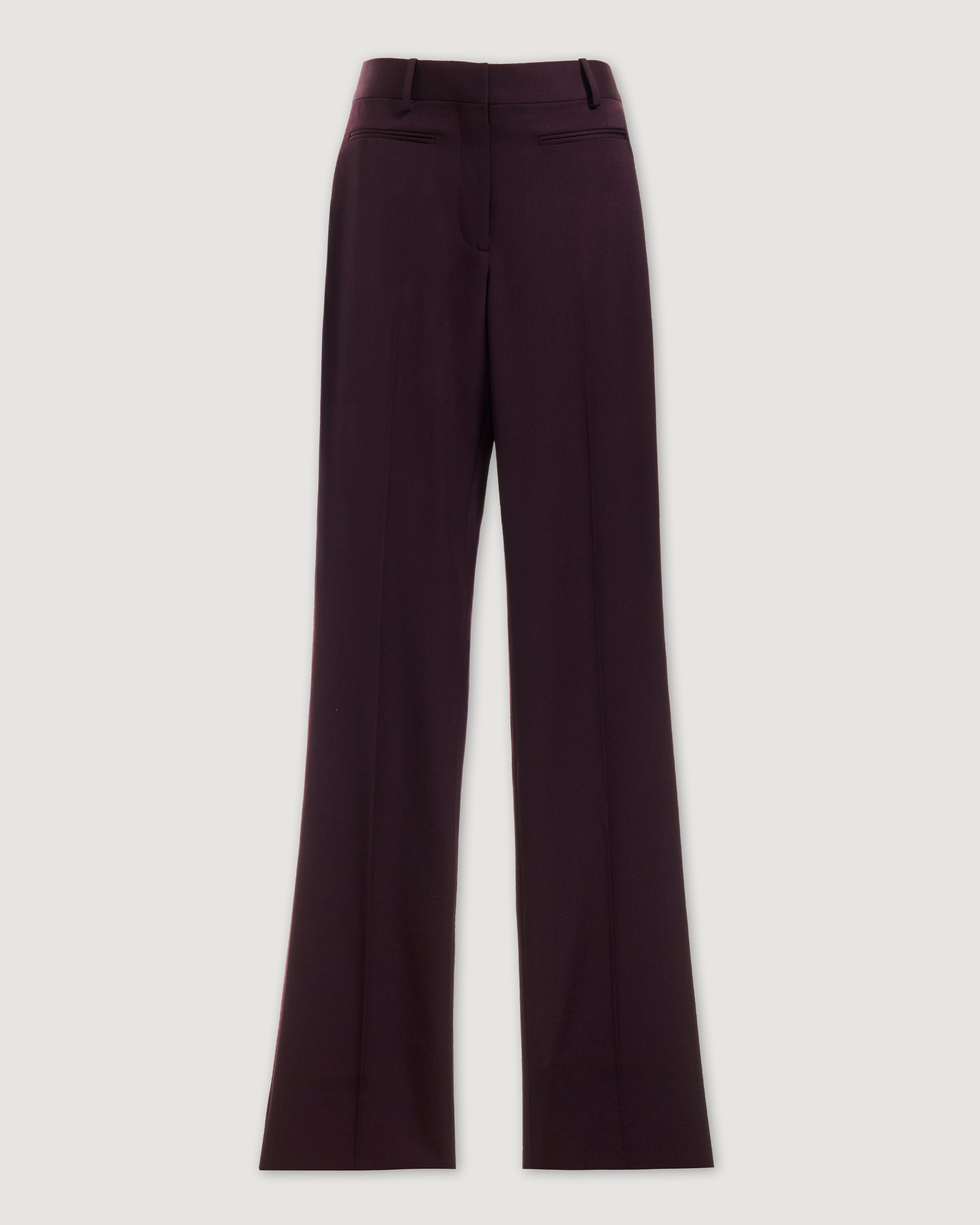 Marnie Trousers in Wool, Deep Plum - Veronica De Piante