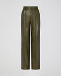 Mirella Trousers In Plongé Leather, Dark Olive