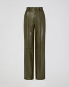 Mirella Trousers In Plongé Leather, Dark Olive