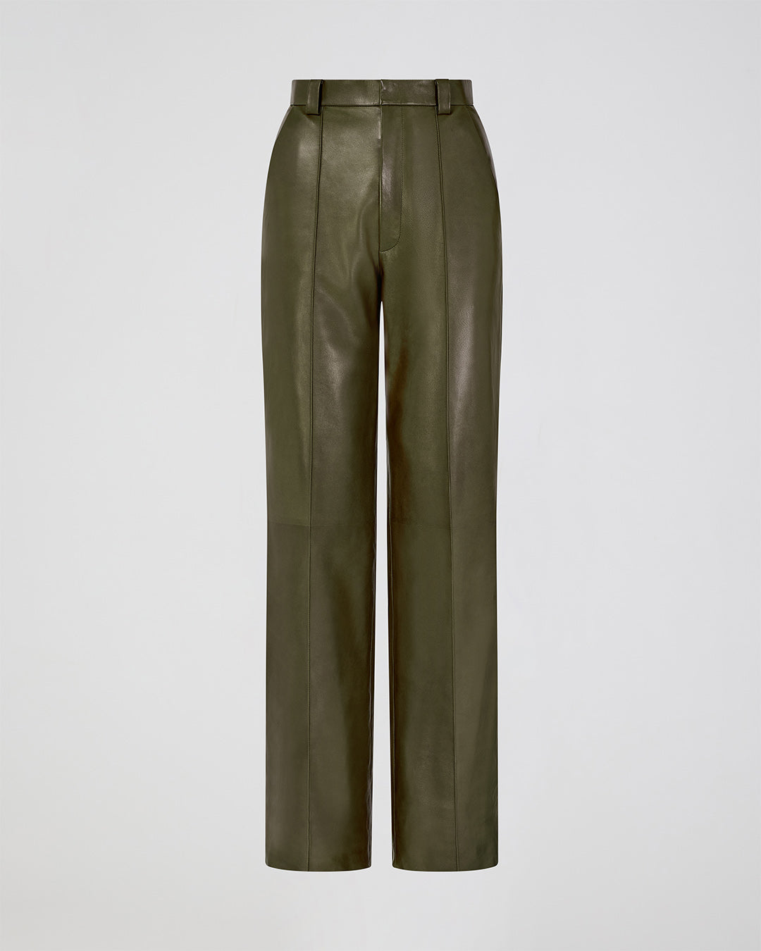 Mirella Trousers In Plongé Leather, Dark Olive