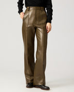 Mirella Trousers In Plongé Leather, Dark Olive