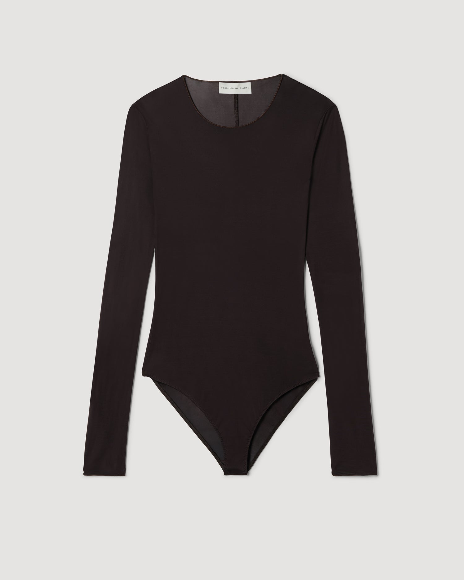 Vienna Bodysuit in Sheer Jersey, Chocolate