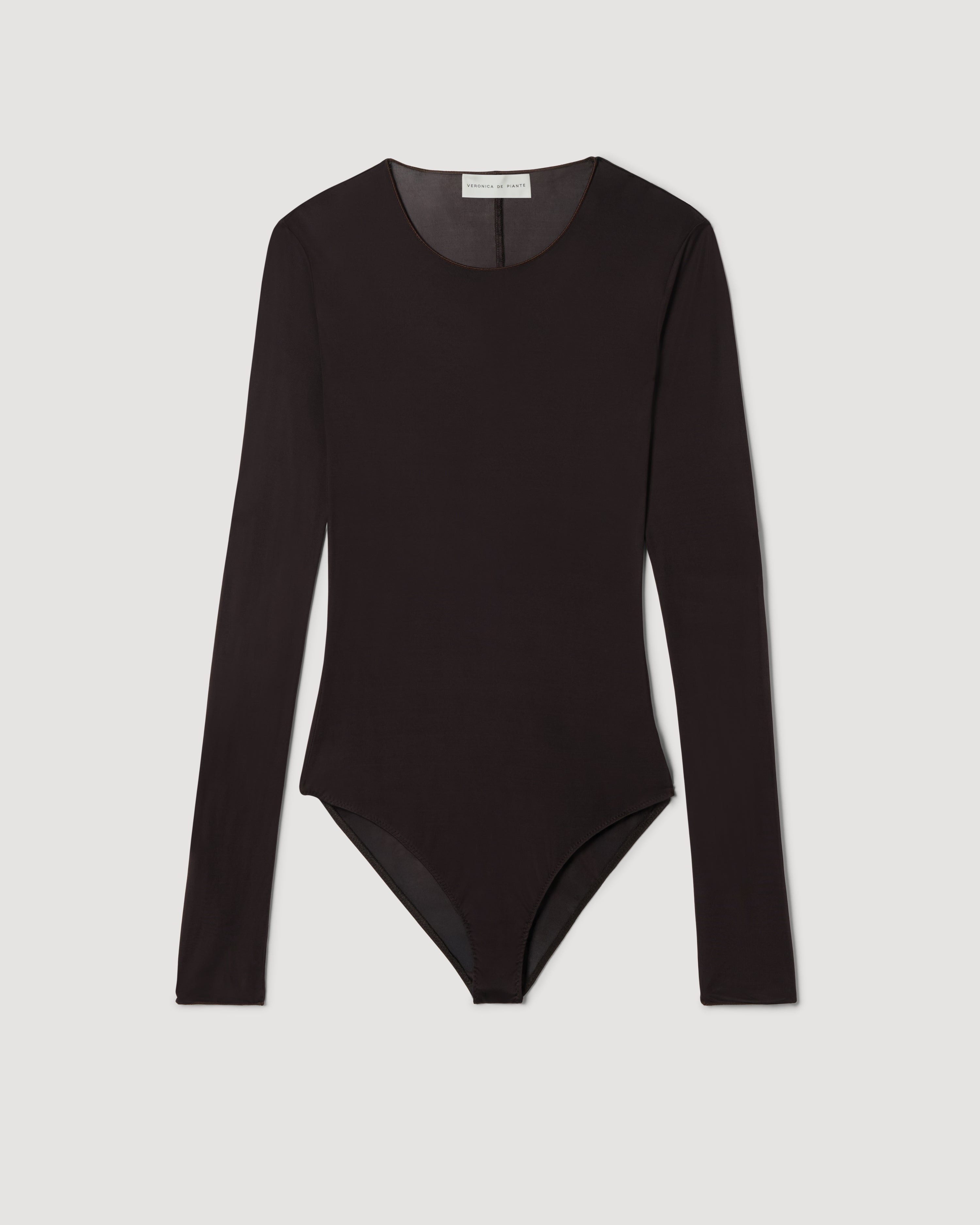 Vienna Bodysuit in Sheer Jersey, Chocolate