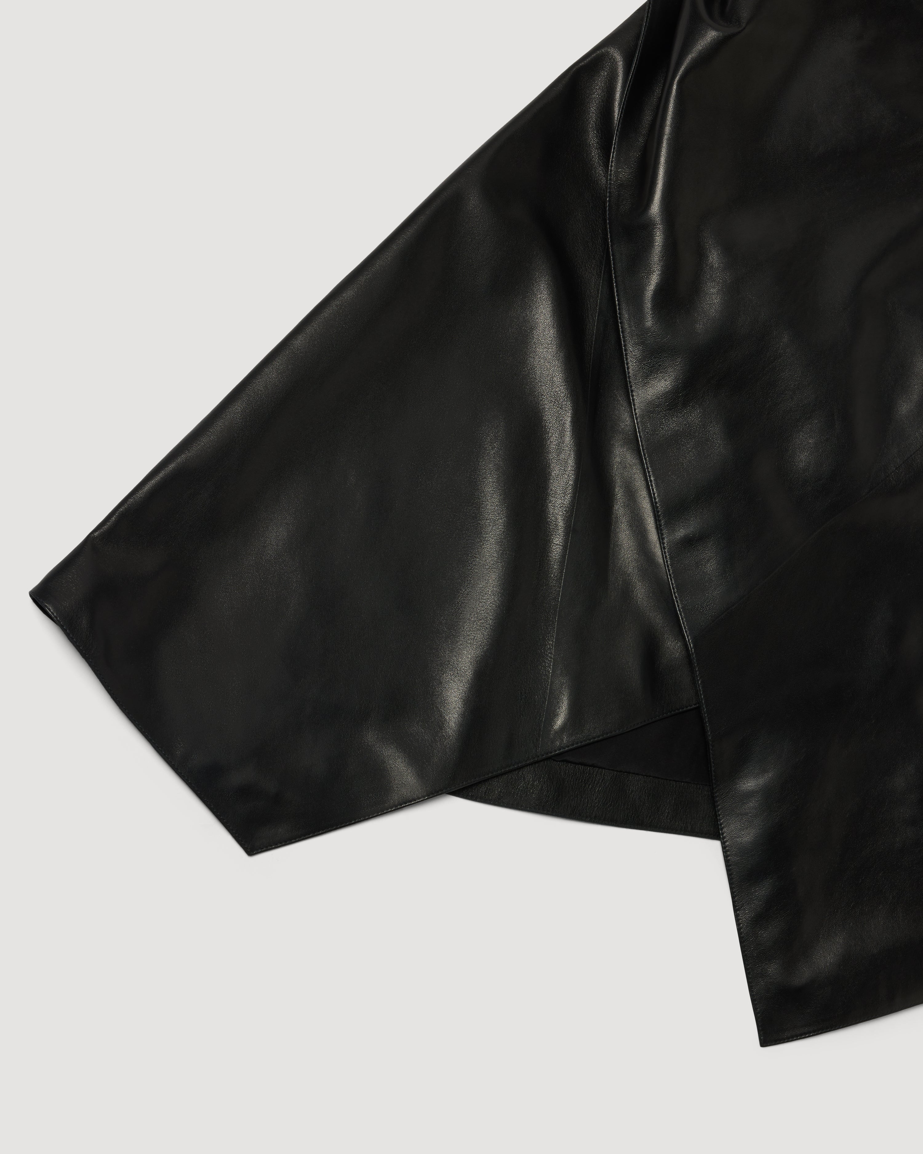 Keeva Cape in Lightweight Nappa Leather, Black