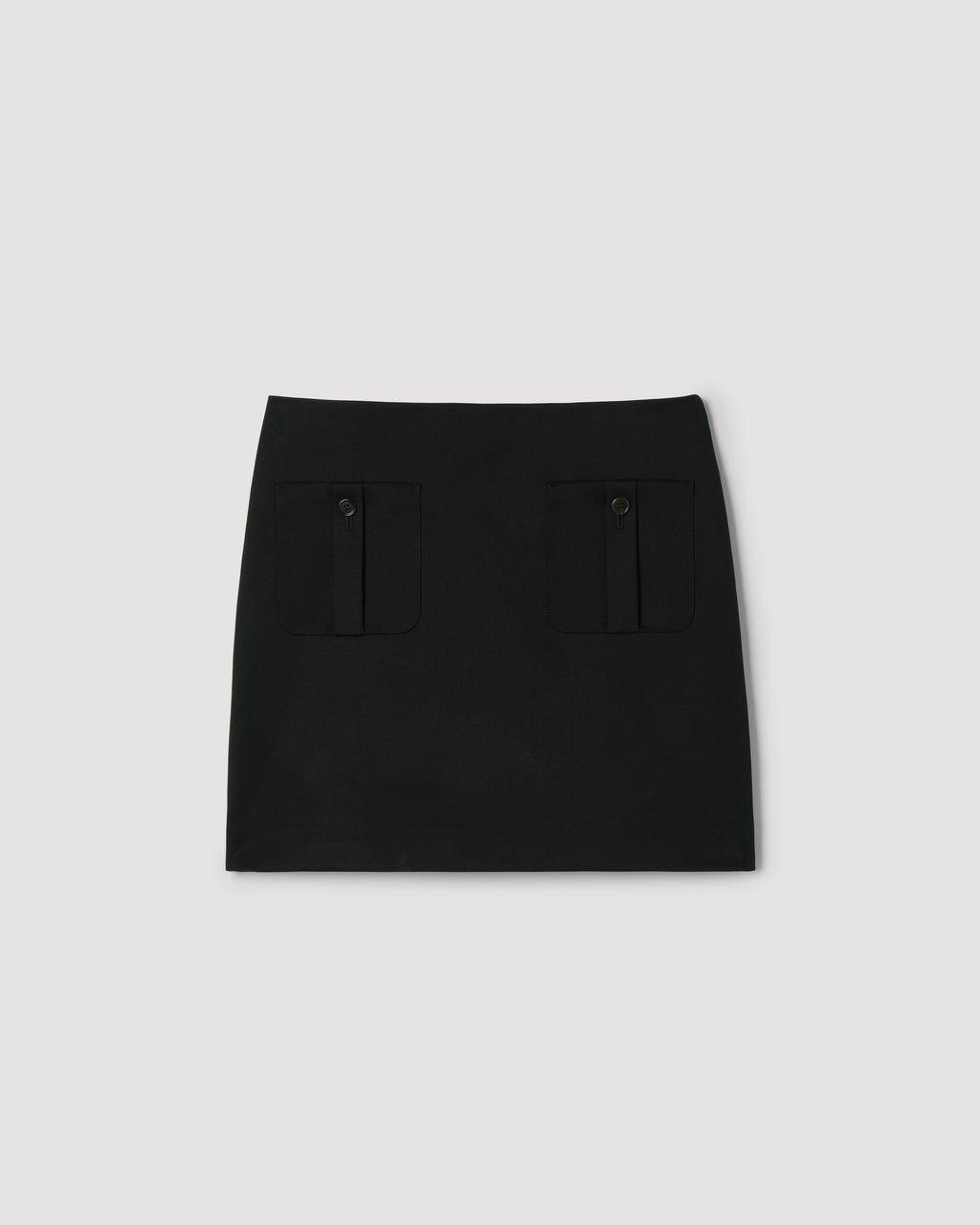 Black Sabine skirt by Veronica De Piante made of stretch wool twill, shown on a model.
