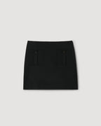 Black Sabine skirt by Veronica De Piante made of stretch wool twill, shown on a model.