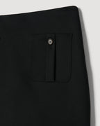 Black Veronica De Piante Sabine skirt made of stretch wool twill, shown in a stylish, close-up view.