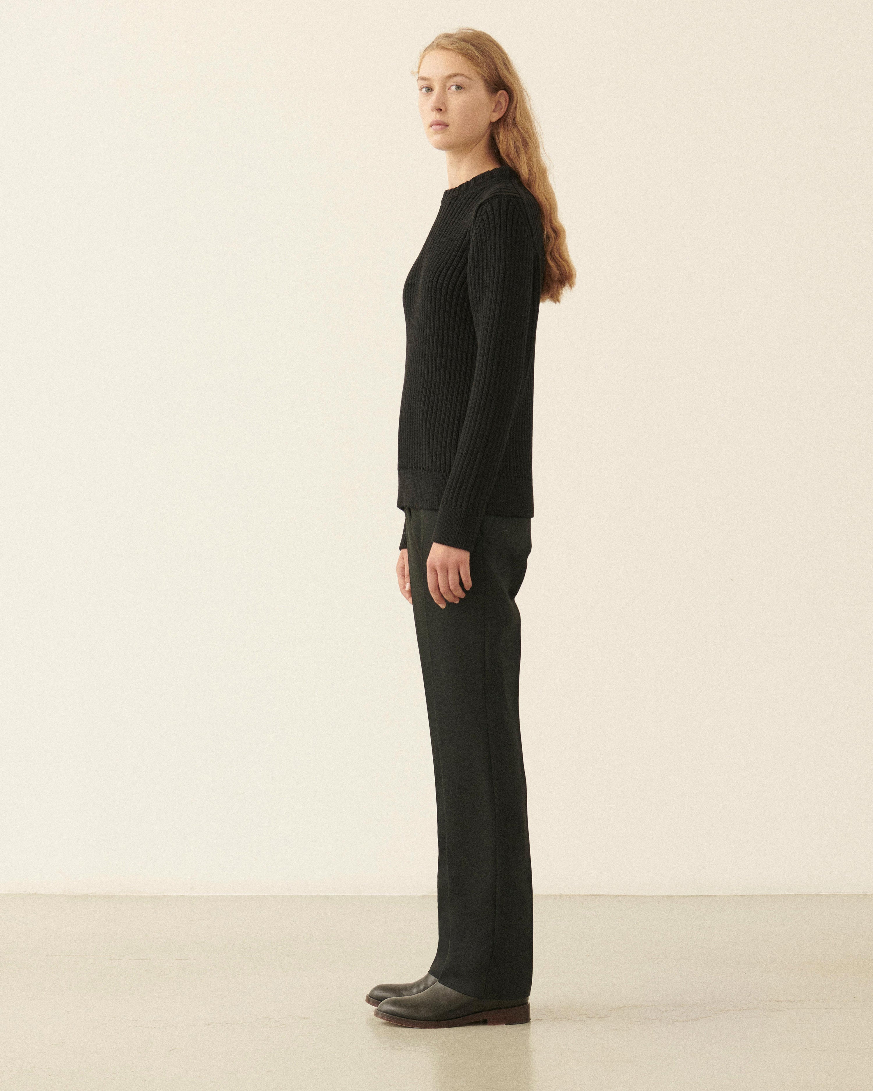 Tristan Sweater in Merino Wool, Black
