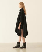 Francis Poncho in Wool and Cashmere, Black - Veronica De Piante
