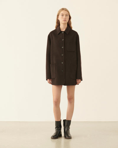Amaia Jacket in Double Cashmere, Chocolate - Veronica De Piante