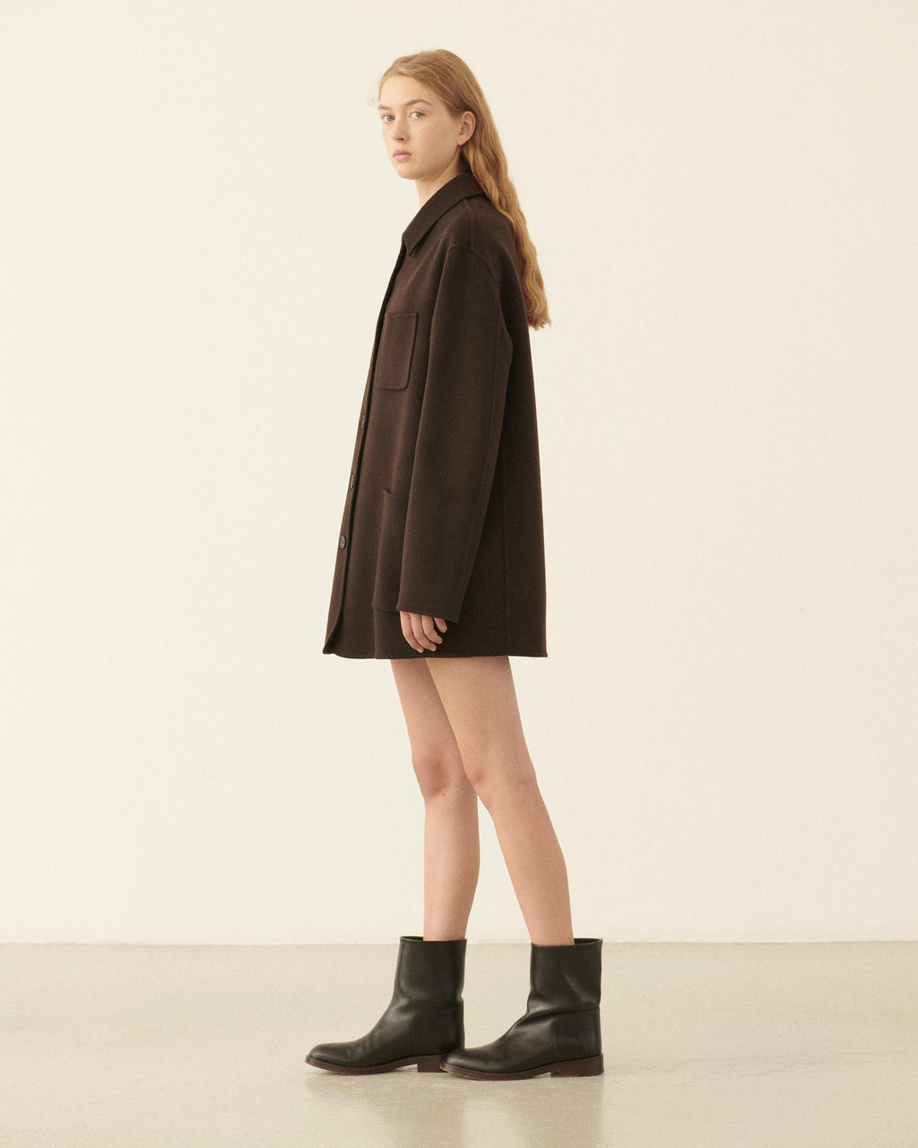 Amaia Jacket in Double Cashmere, Chocolate - Veronica De Piante