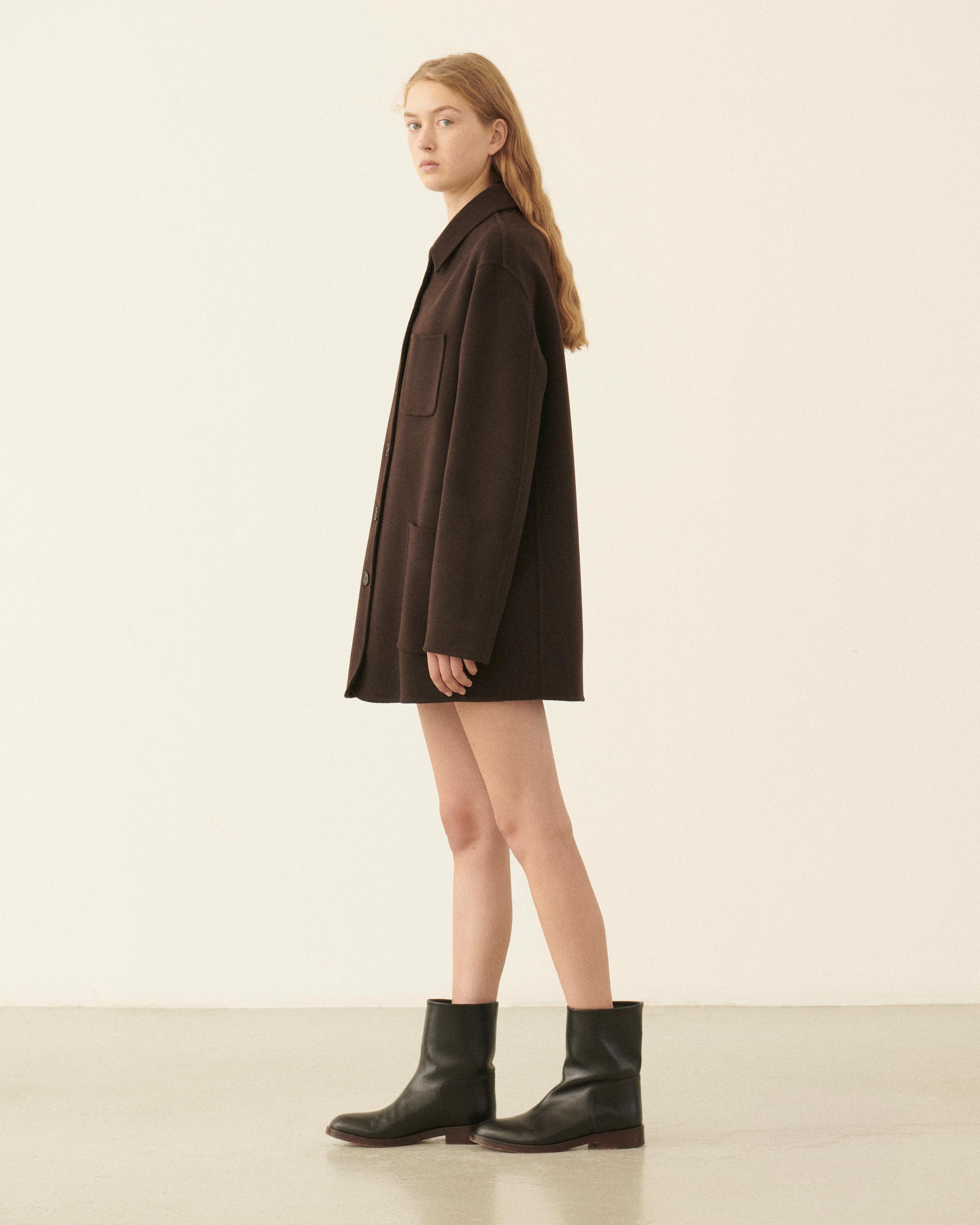 Amaia Jacket in Double Cashmere, Chocolate - Veronica De Piante