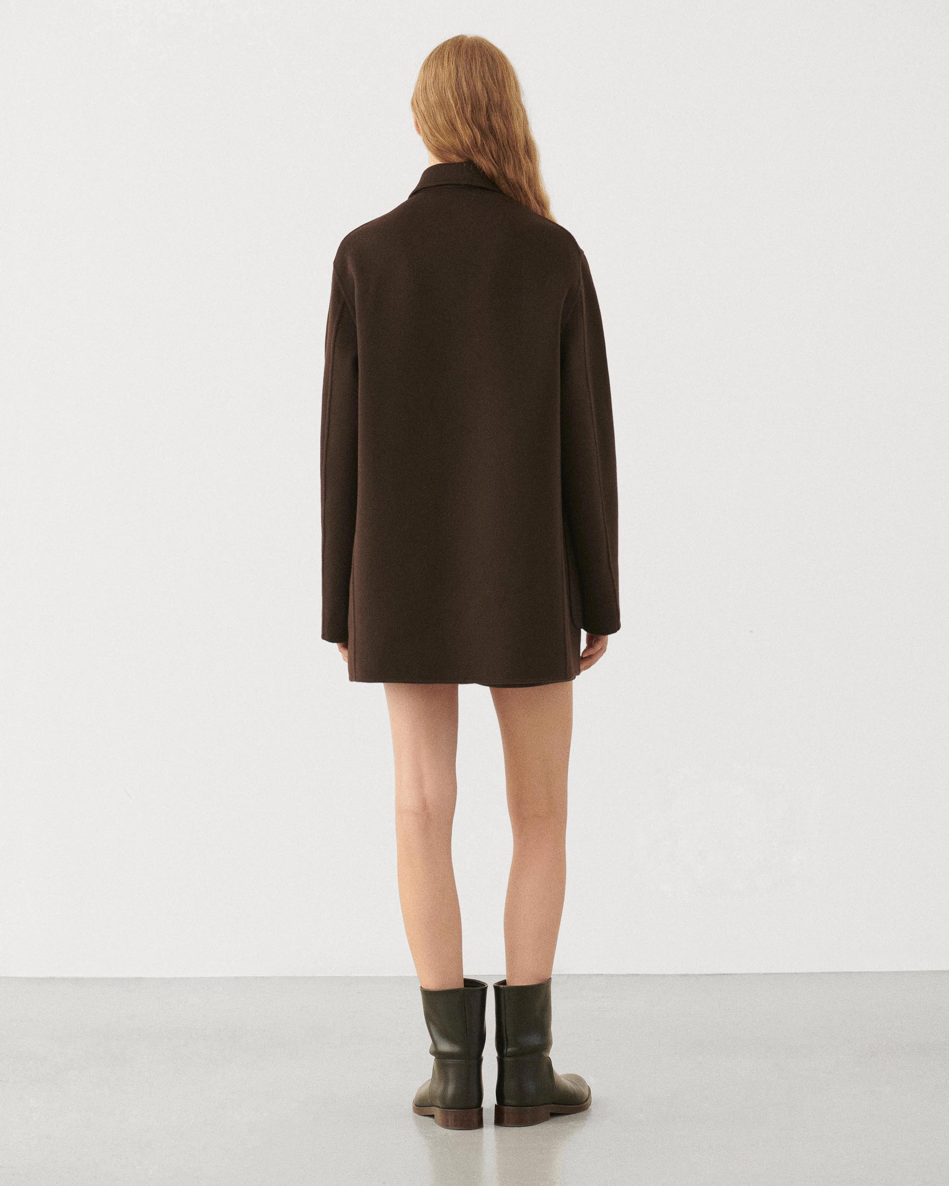 Amaia Jacket in Double Cashmere, Chocolate