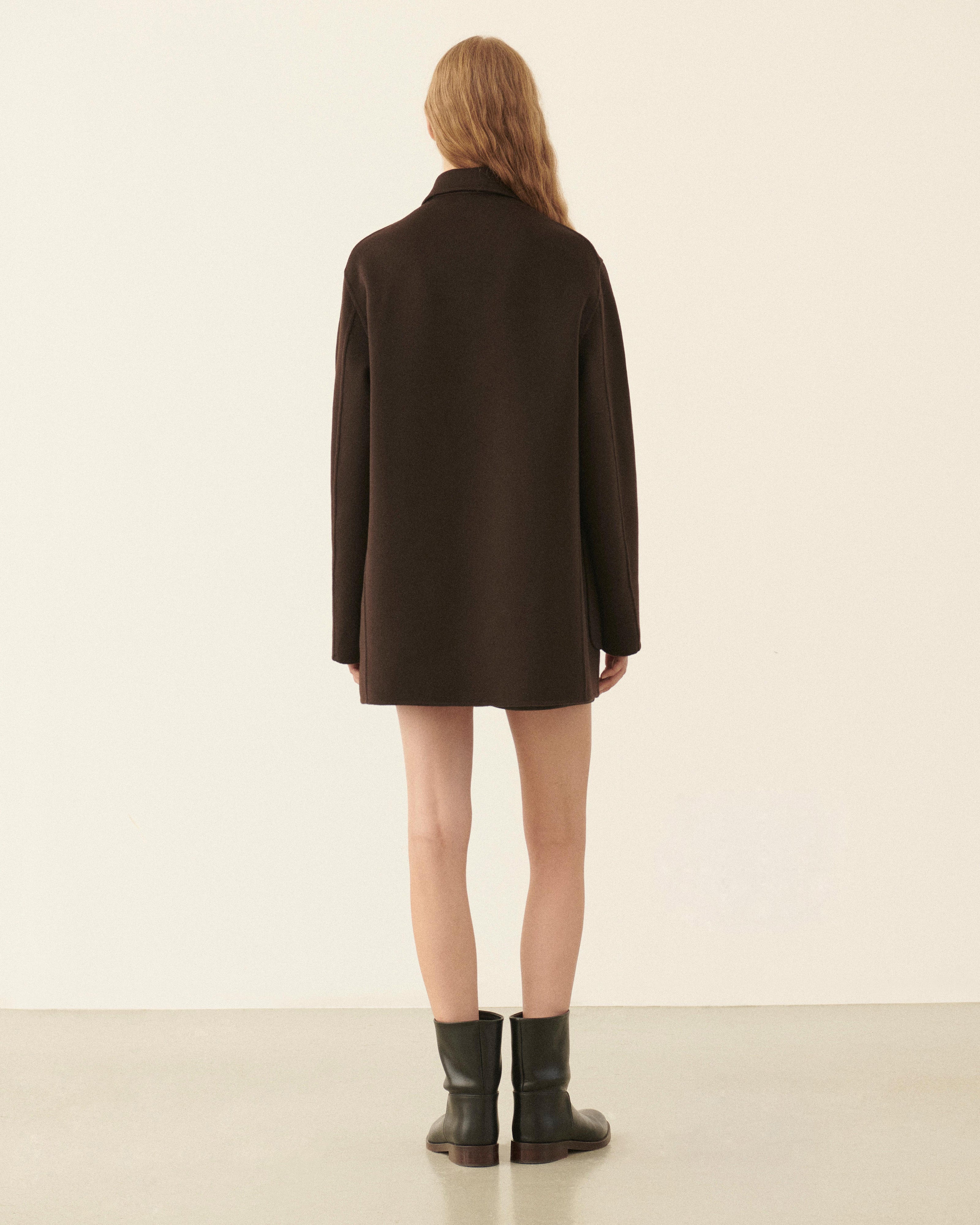 Amaia Jacket in Double Cashmere, Chocolate - Veronica De Piante