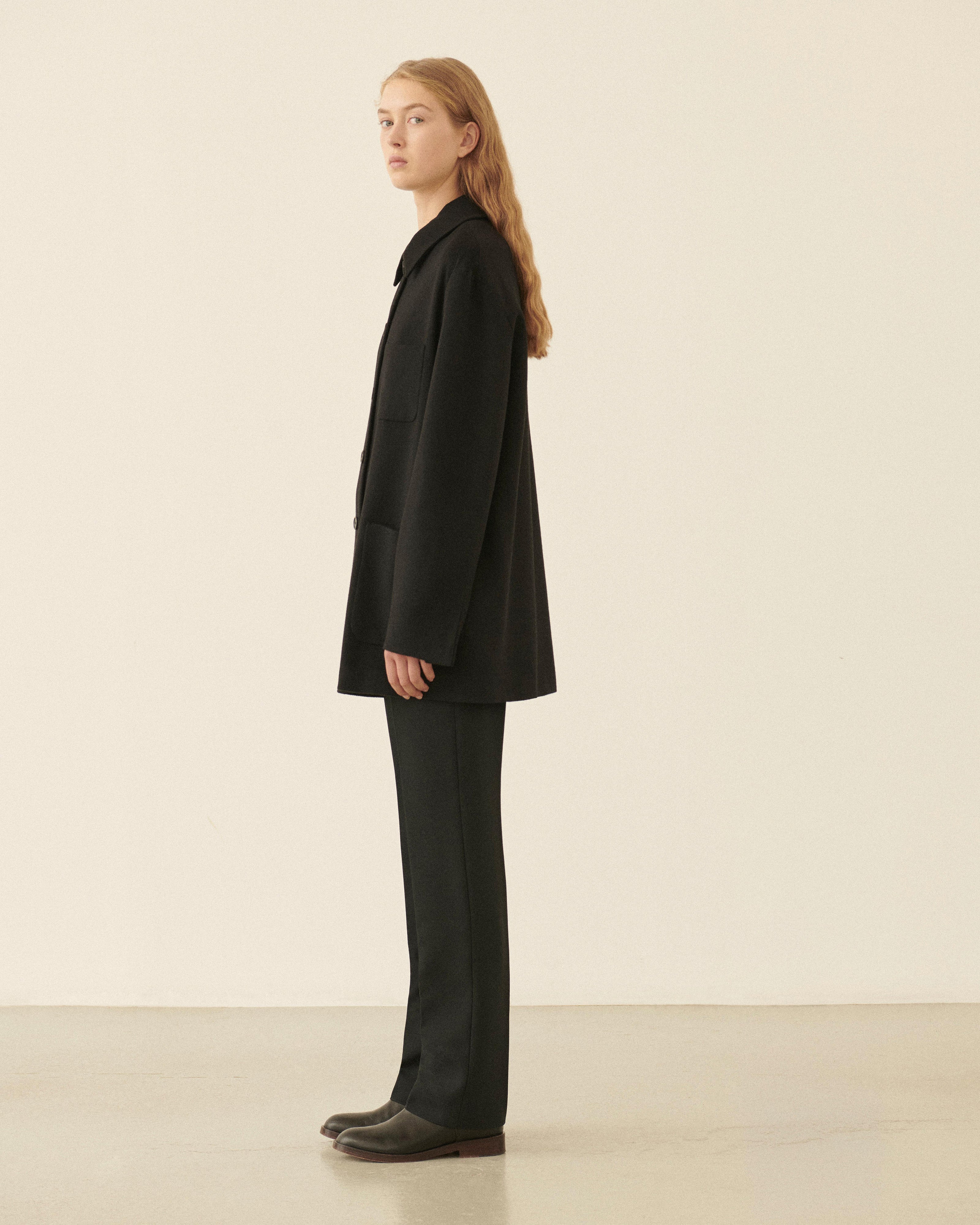 Amaia Jacket in Wool Jacquard, Black - Veronica De Piante