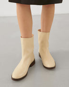 Margaux Ankle Boots in Leather, Limestone - Veronica De Piante