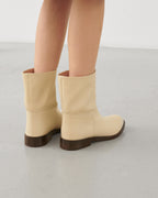 Margaux Ankle Boots in Leather, Limestone - Veronica De Piante