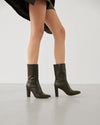Gaia Heeled Ankle Boots in Leather, Black