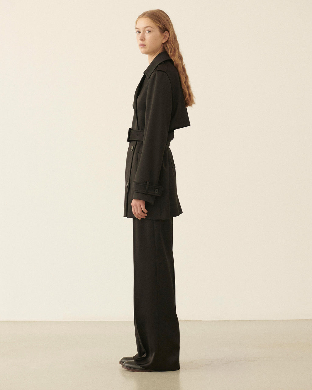 Charlotte Trench in Heavy Viscose, Black - Veronica De Piante