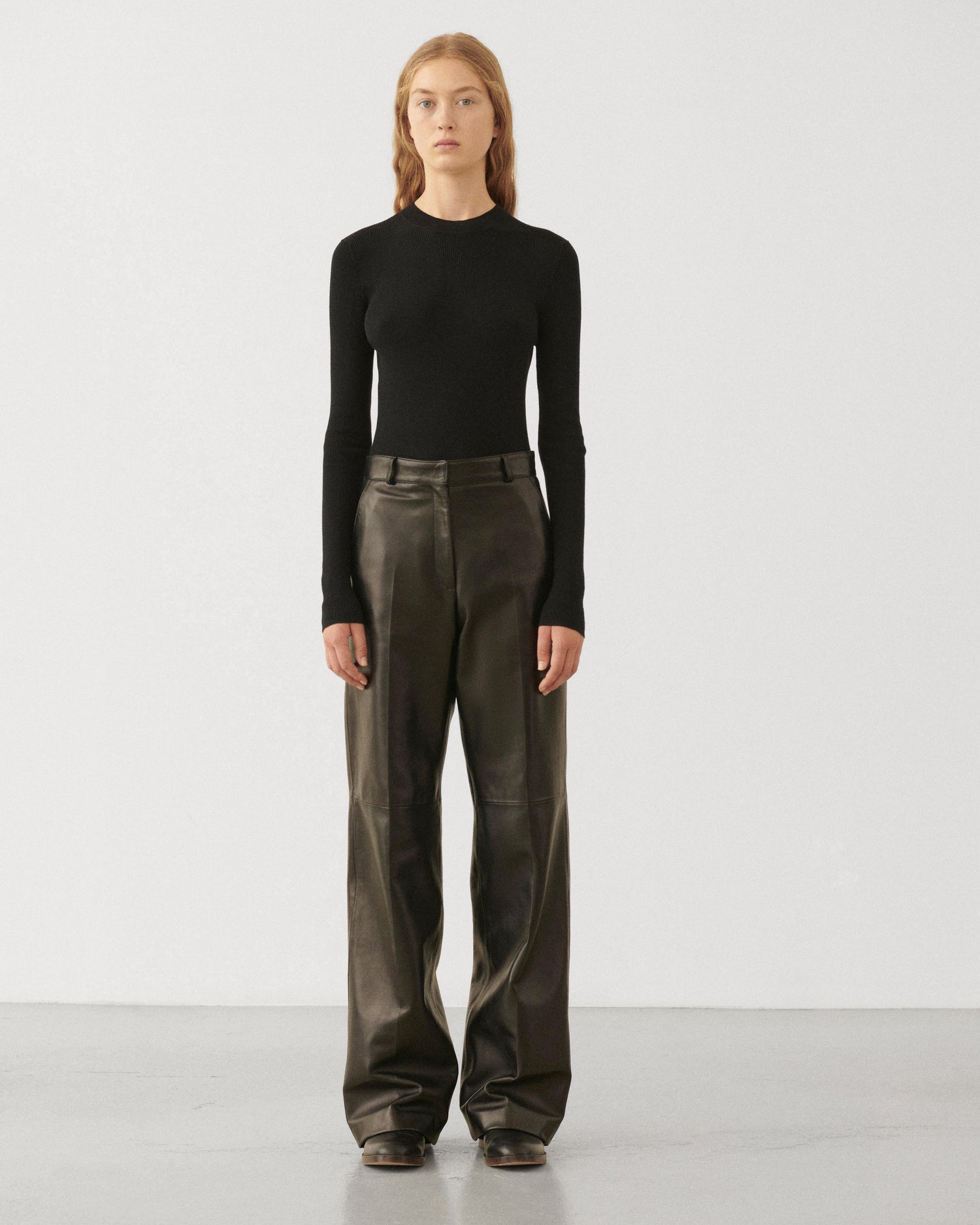 Audrey Trousers in Leather, Black