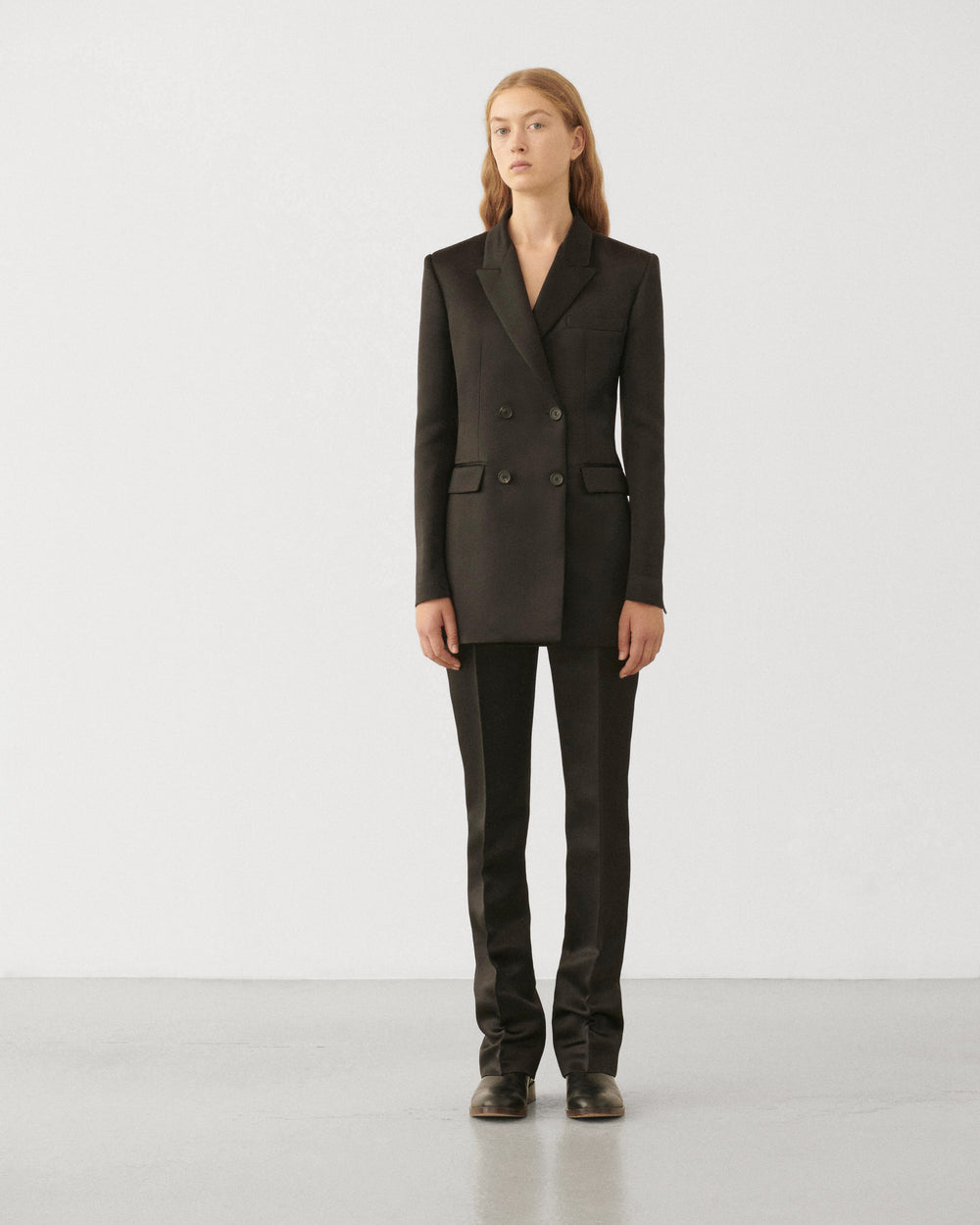 Giulia Jacket in Duchess Silk, Black