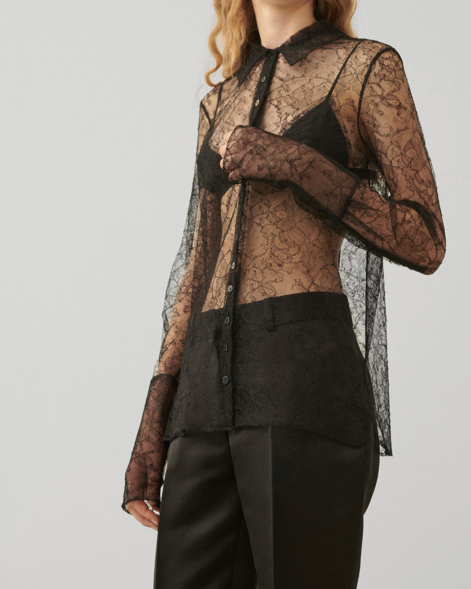 Livia Shirt in Lace, Black