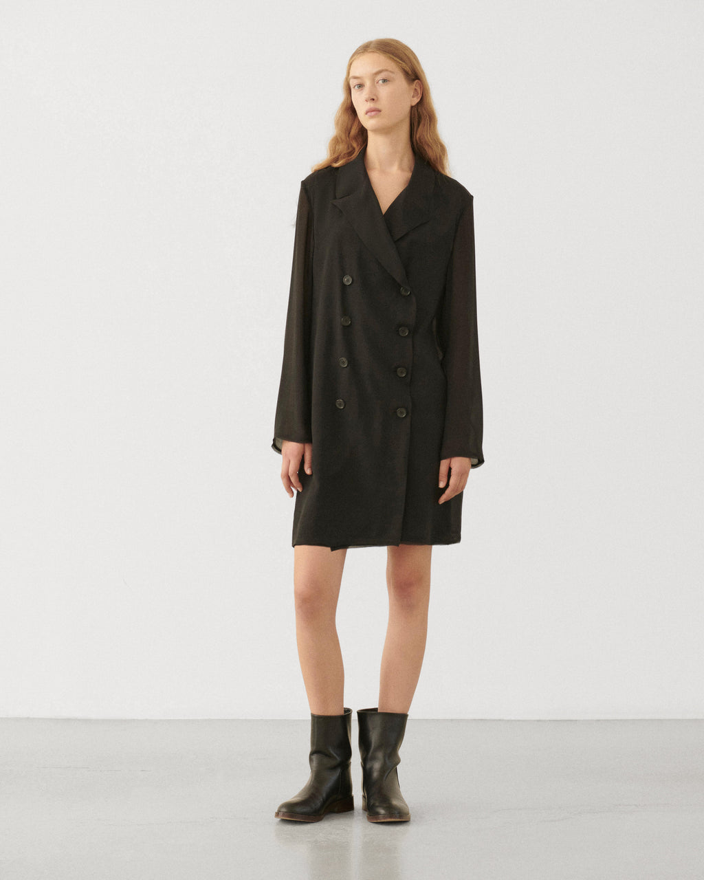 Lucas Coat in Georgette, Black - Veronica De Piante