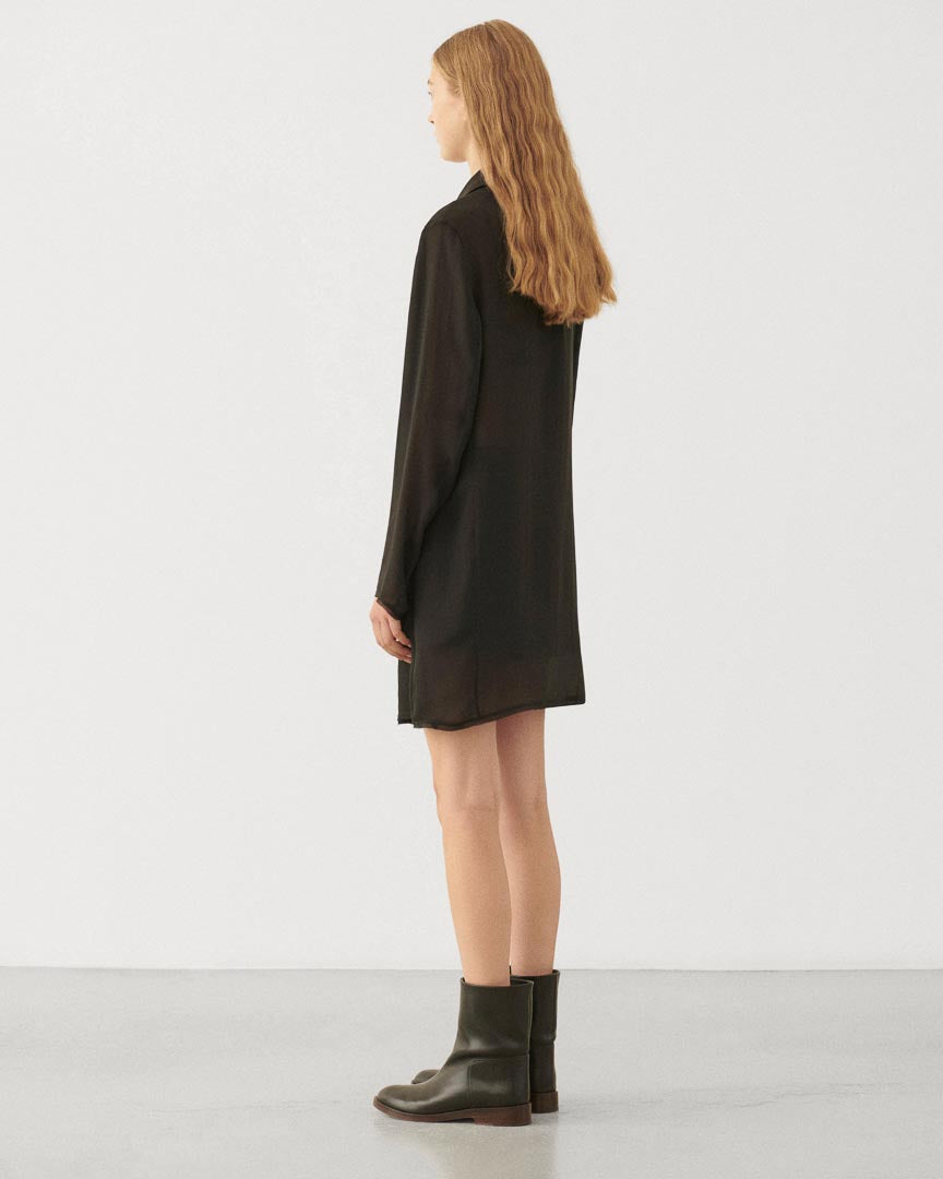 Lucas Coat in Georgette, Black - Veronica De Piante