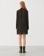 Lucas Coat in Georgette, Black - Veronica De Piante