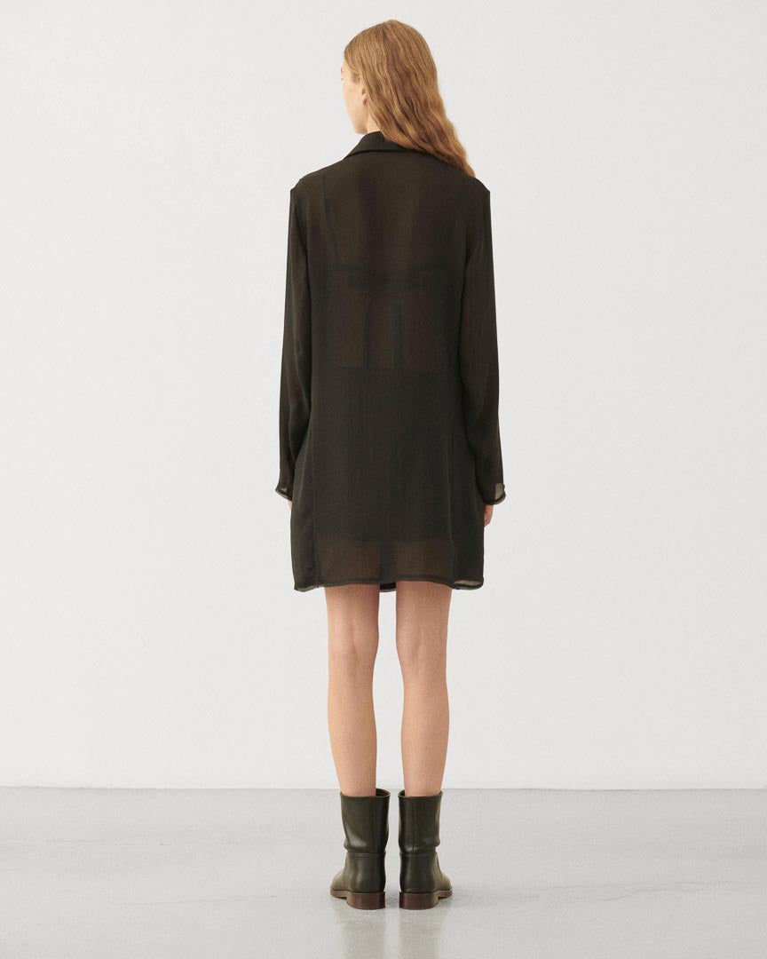 Lucas Coat in Georgette, Black - Veronica De Piante
