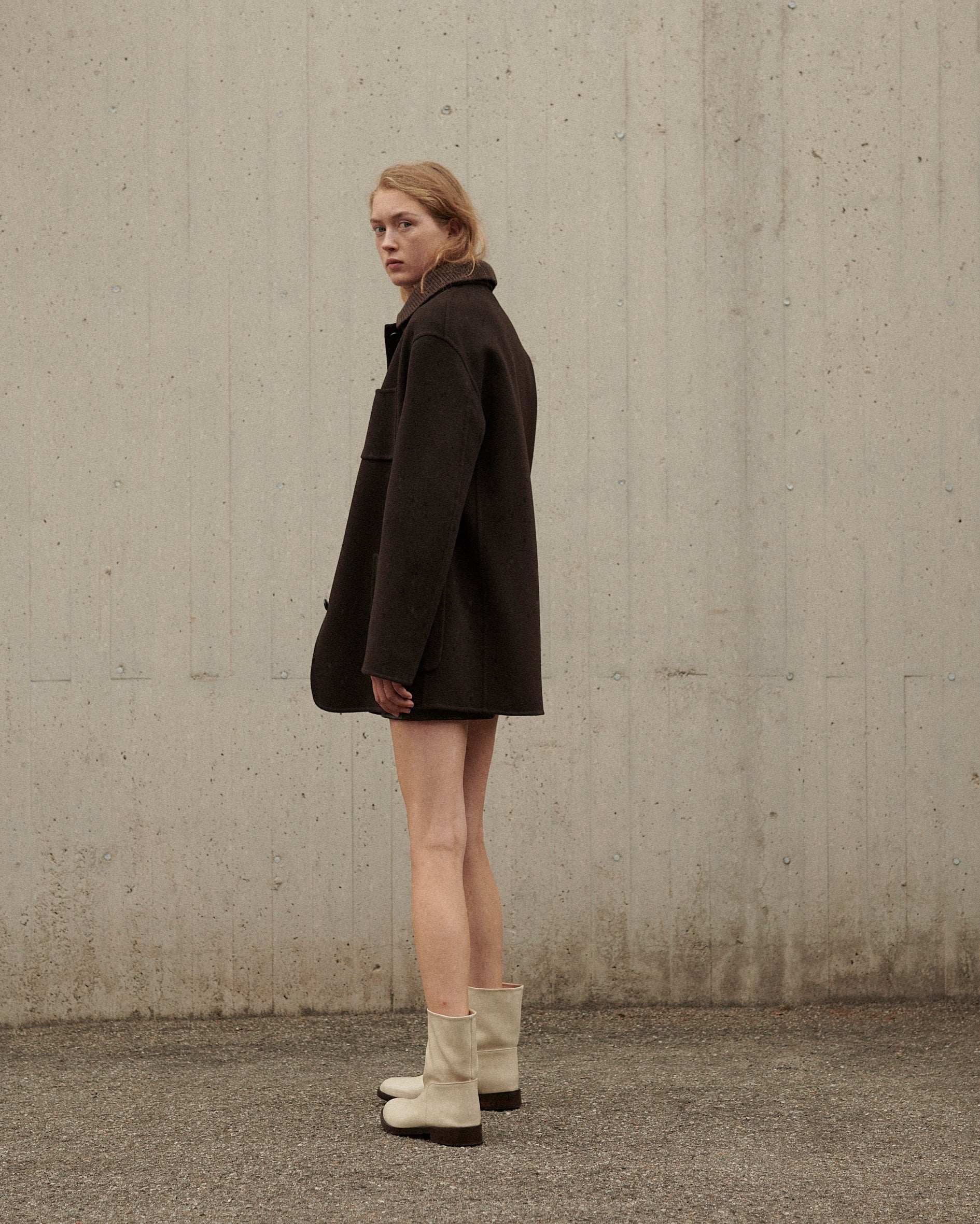 Margaux Ankle Boots in Leather, Limestone - Veronica De Piante